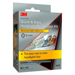 Front packaging of 3M Quick & Easy Headlight Restoration Kit Model 39193
