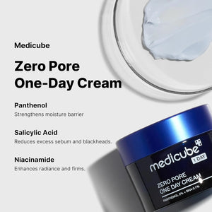Medicube Zero Pore One-Day Cream jar display highlighting pore-refining daily moisturizer