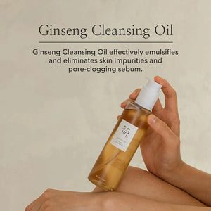 Beauty of Joseon Ginseng Cleansing Oil held in hand for daily skincare use