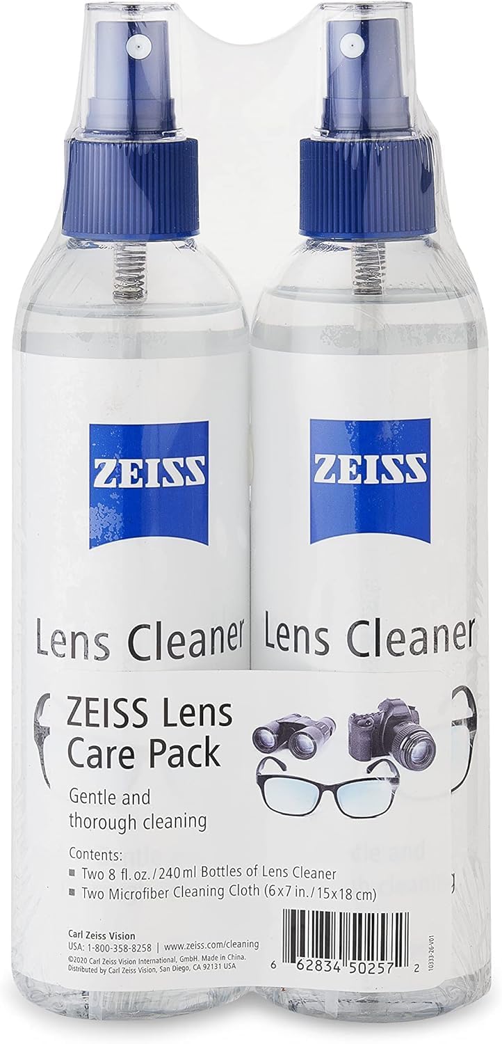 Zeiss Lens Care Pack - 2-8 Ounce Bottles of Lens Cleaner, 2 Microfiber Cleaning Cloths