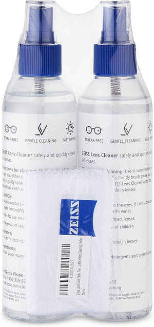 Zeiss Lens Care Pack - 2-8 Ounce Bottles of Lens Cleaner, 2 Microfiber Cleaning Cloths