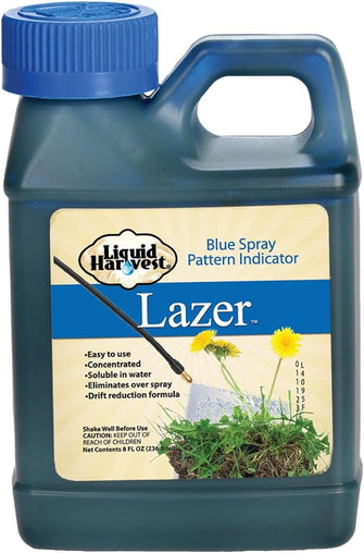 Liquid Harvest Lazer Blue - 8 Ounces - Concentrated Spray Pattern Indicator, Weed Dye, Herbicide Dye, Fertilizer Marking Dye, Turf Mark and Blue Herbicide Marker