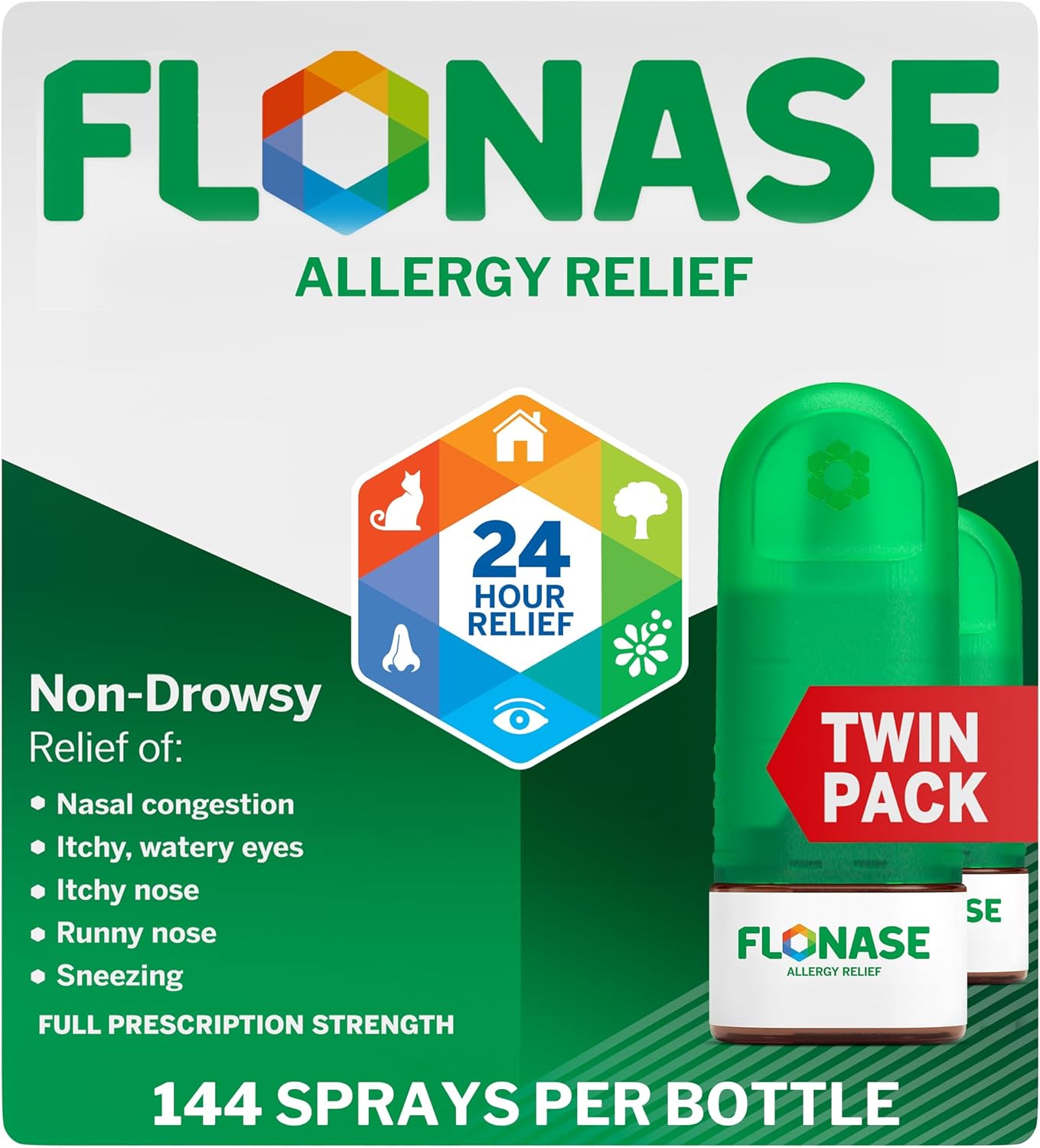 Flonase Allergy 144 Sprays (Pack Of 2) - Fall And Seasonal Allergy Relief