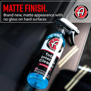 adam’s polishes interior cleaner leaving a clean matte finish on dashboard