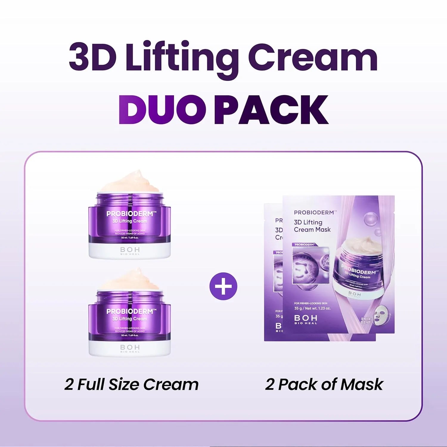 BIOHEAL BOH Probioderm 3D Lifting Cream Duo Pack with two creams and two masks