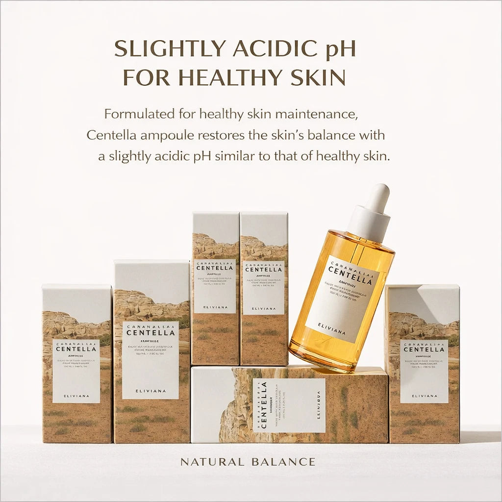 Madagascar Centella Ampoule packaging showing slightly acidic pH for healthy skin