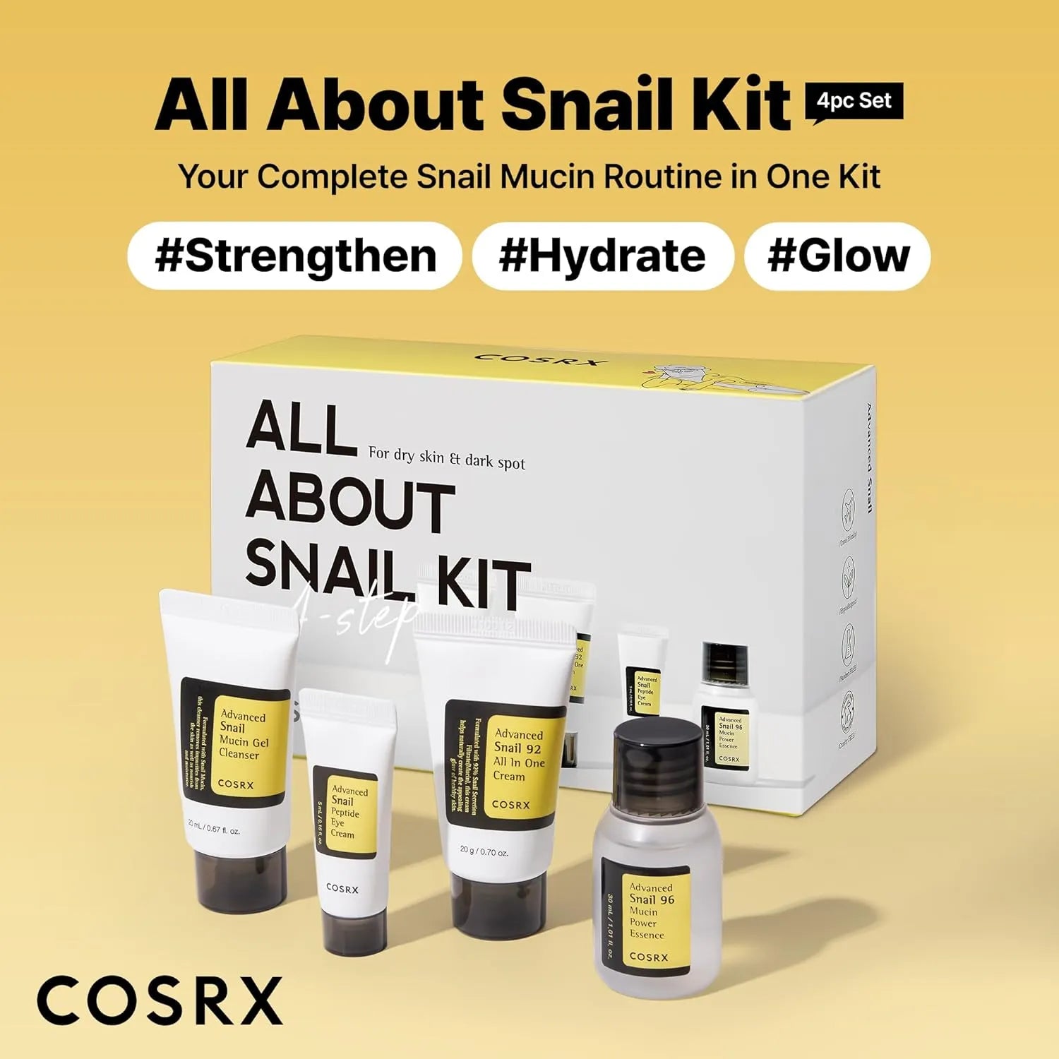 COSRX 4 step snail mucin skincare routine set