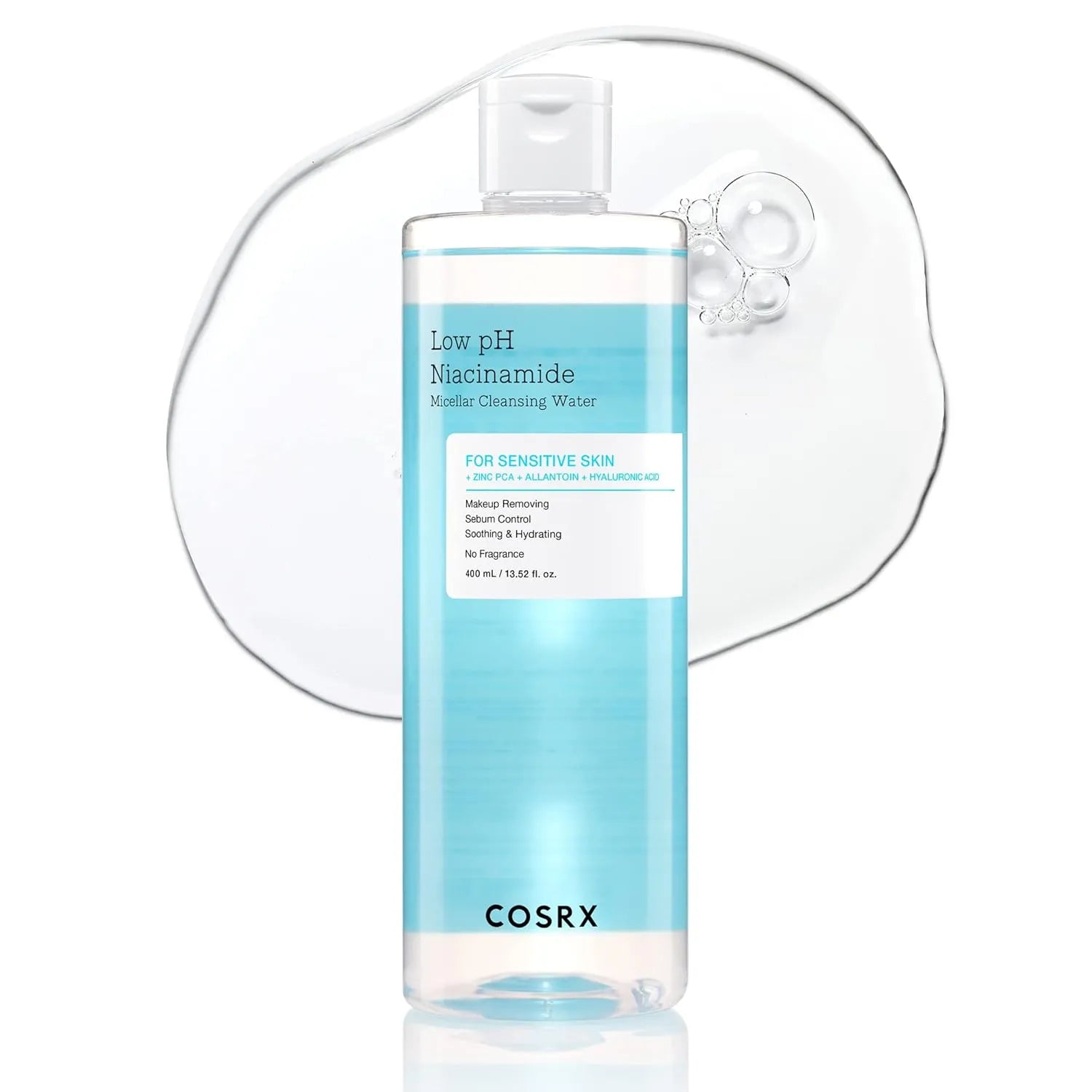 COSRX Low pH Niacinamide Micellar Cleansing Water 400ml bottle for sensitive skin