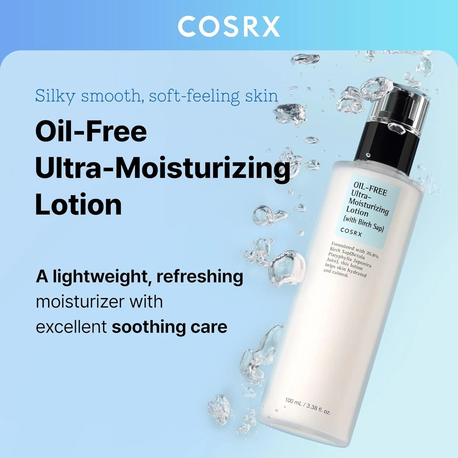 COSRX Oil Free Ultra Moisturizing Lotion with Birch Sap for lightweight hydration