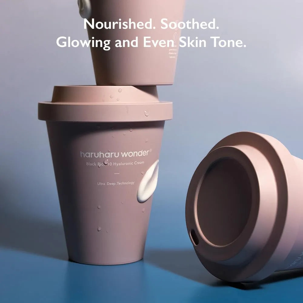 Haruharu Wonder Black Rice Hyaluronic Cream lifestyle shot highlighting nourishing skincare