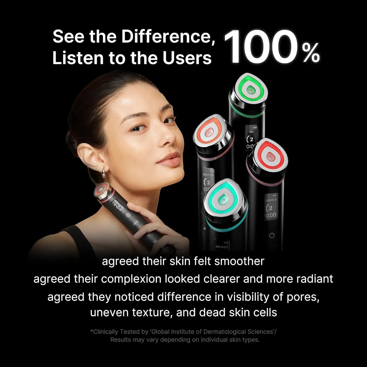 Medicube Booster Pro showing smoother, clearer, and more radiant skin results after use