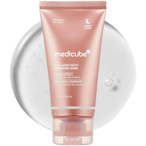 Medicube Collagen Night Wrapping Mask tube 75 ml with collagen extract, niacinamide and ceramide NP for overnight hydration and firming