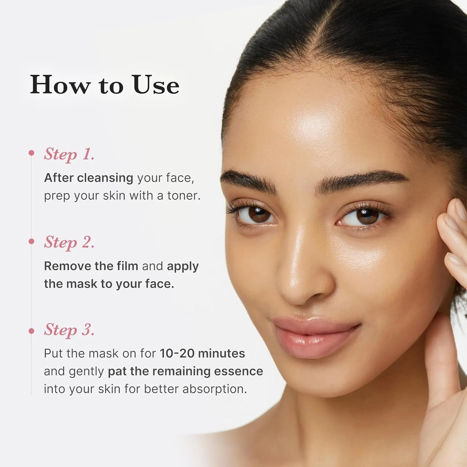 How to use Medicube PDRN Pink Vita Coating Sheet Mask applied on face for glass skin hydration and glow