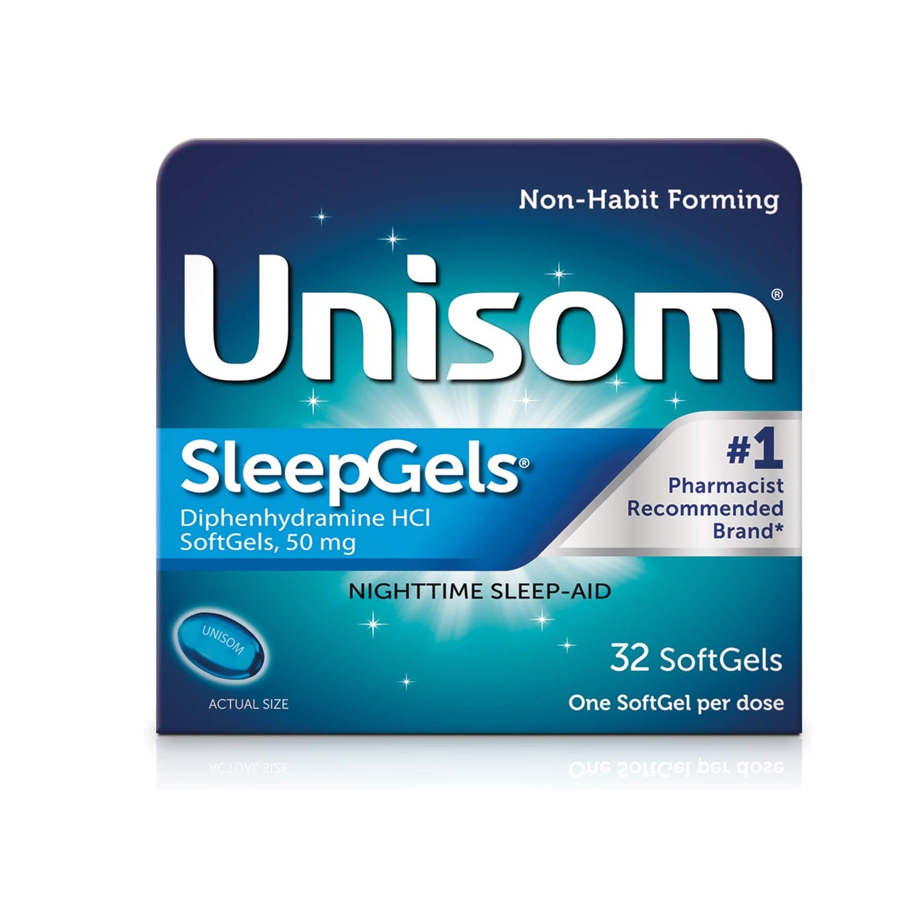 Unisom SleepGels, Nighttime Sleep-aid, Diphenhydramine HCI 50 mg, 32 SoftGels